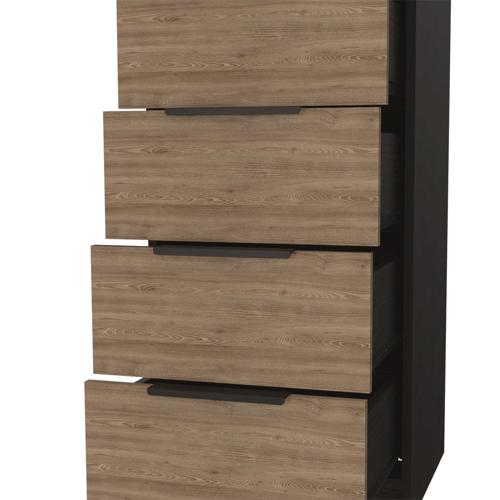 18" Brown and Black Five Drawer Standard Chest