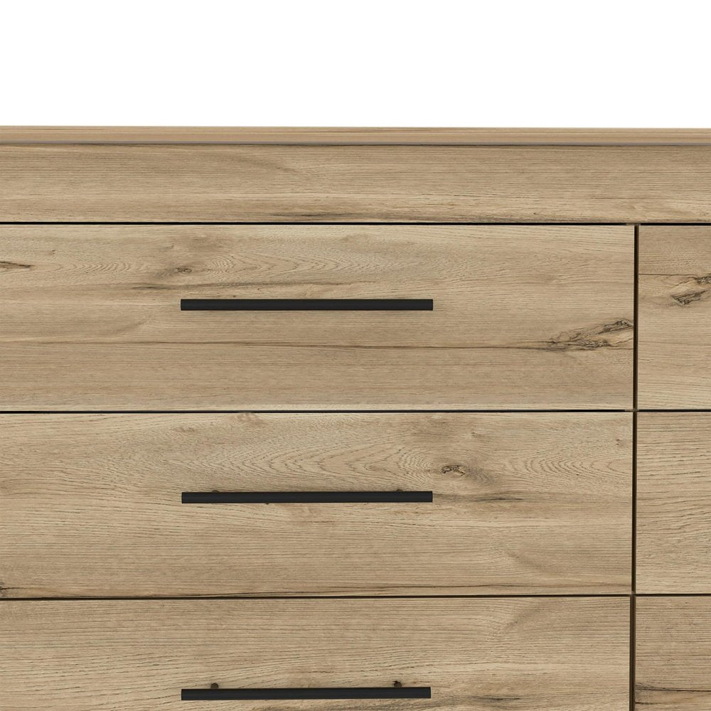 59" Natural Wood Six Drawer Double Dresser
