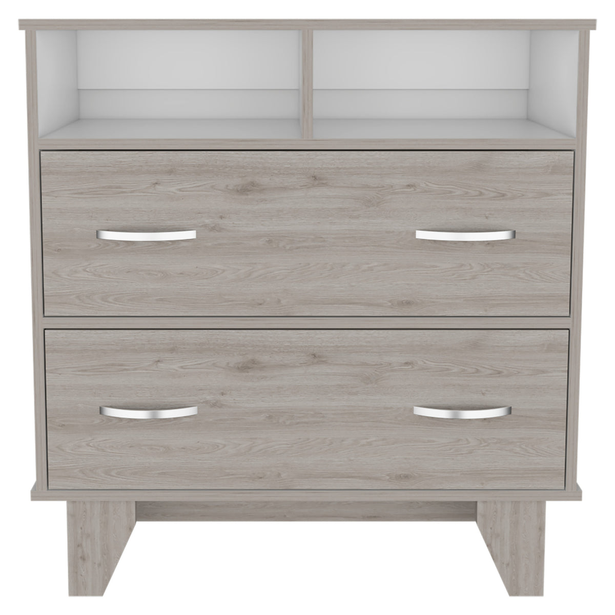 32" Light Gray Wood Two Drawer Dresser