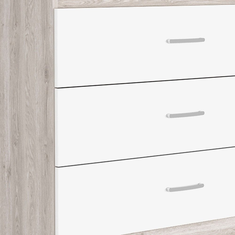 32" White And Gray Wood Three Drawer Dresser