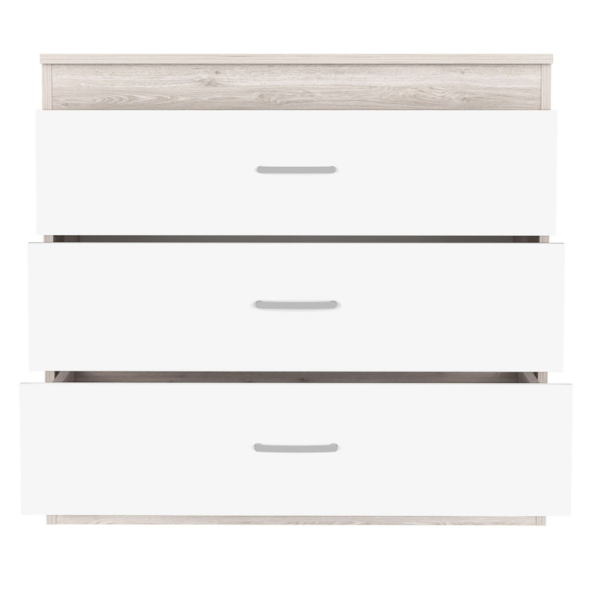 32" White And Gray Wood Three Drawer Dresser