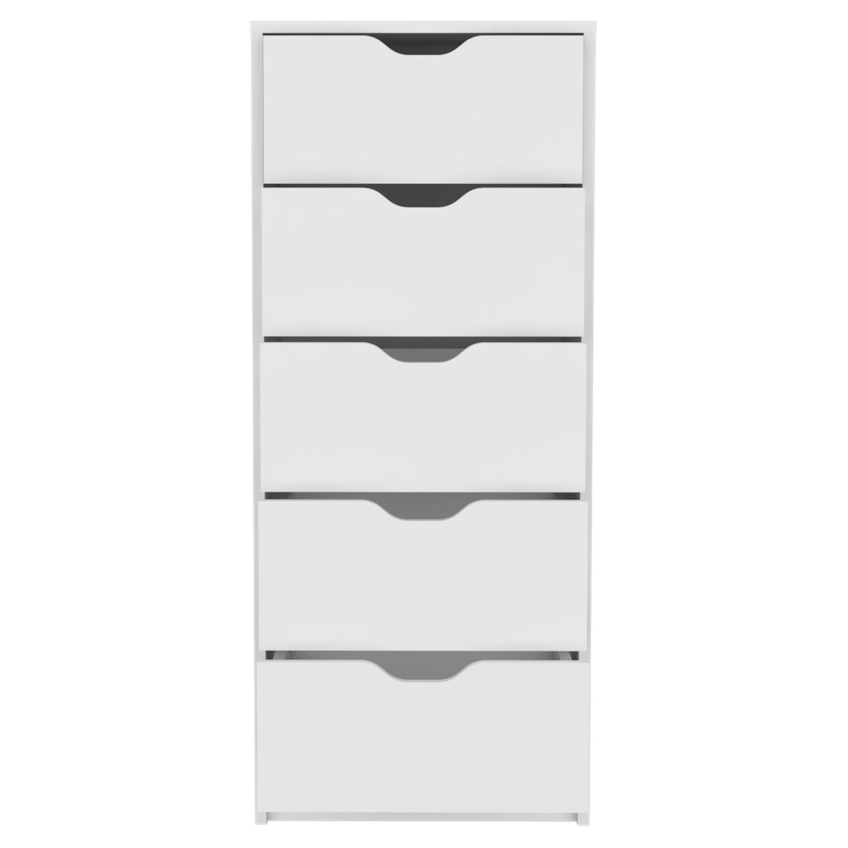 18" White Wood Five Drawer Dresser