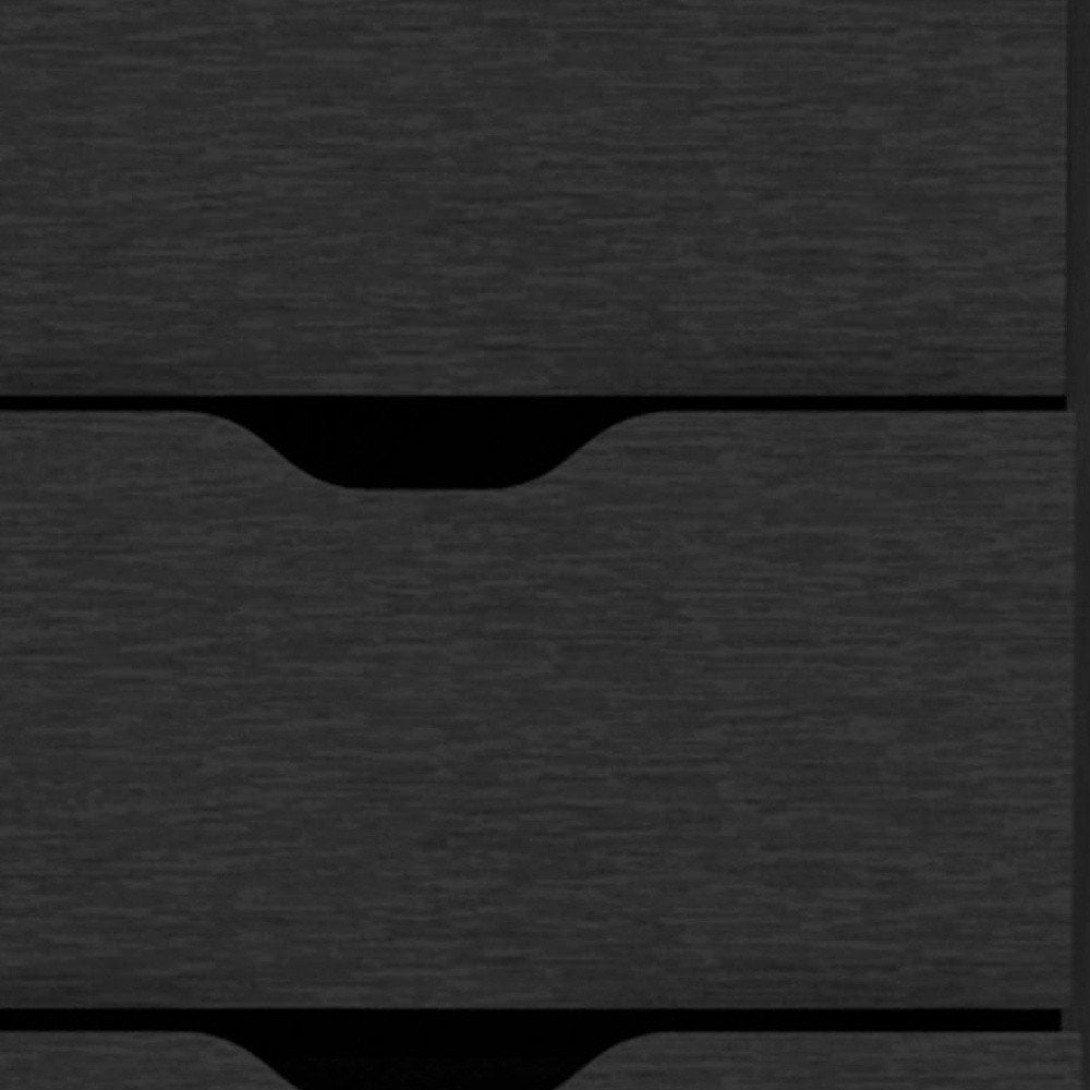 18" Black Wood Five Drawer Dresser