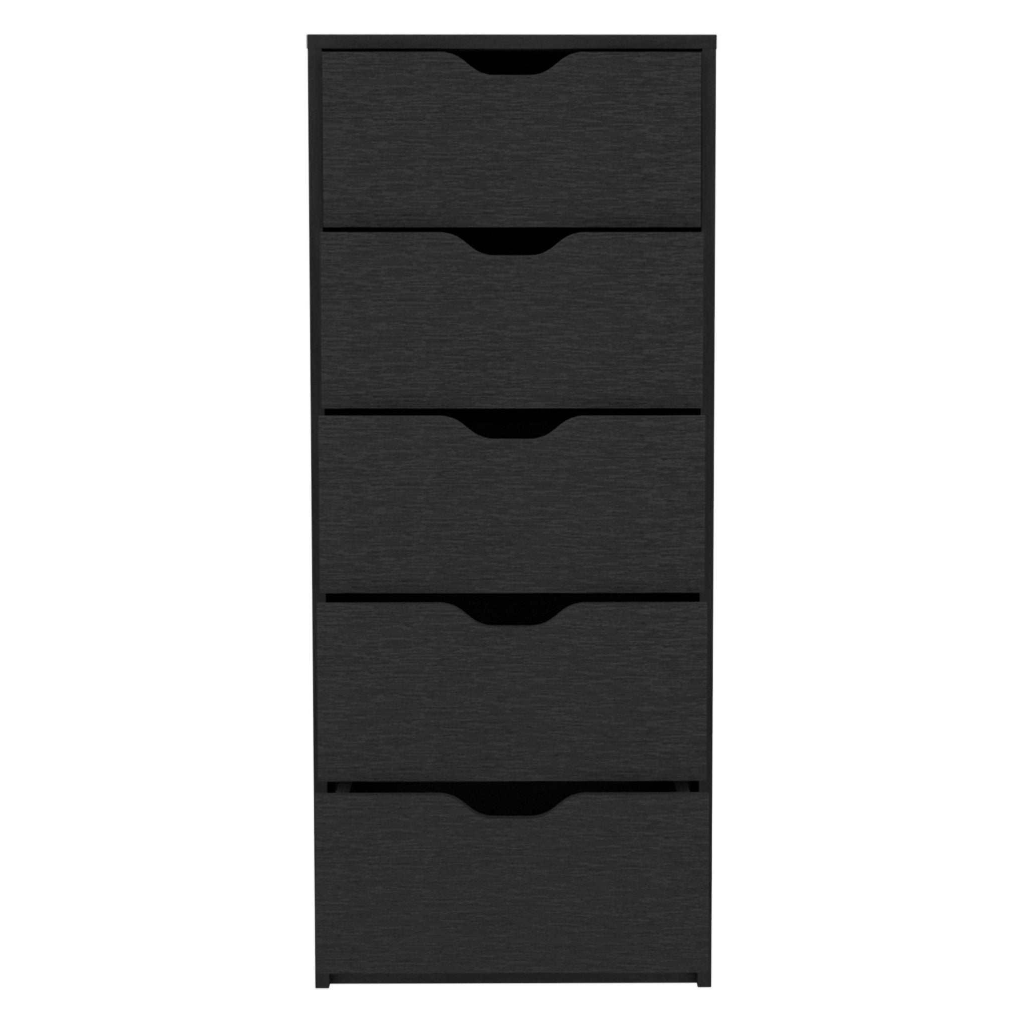 18" Black Five Drawer Standard Chest