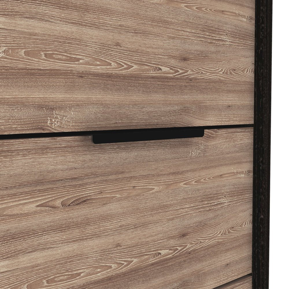 42" Brown And Black Wood Six Drawer Double Dresser