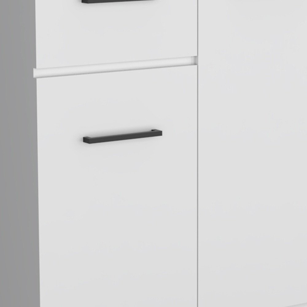 37" White Wood Two Door Single Drawer Combo Dresser