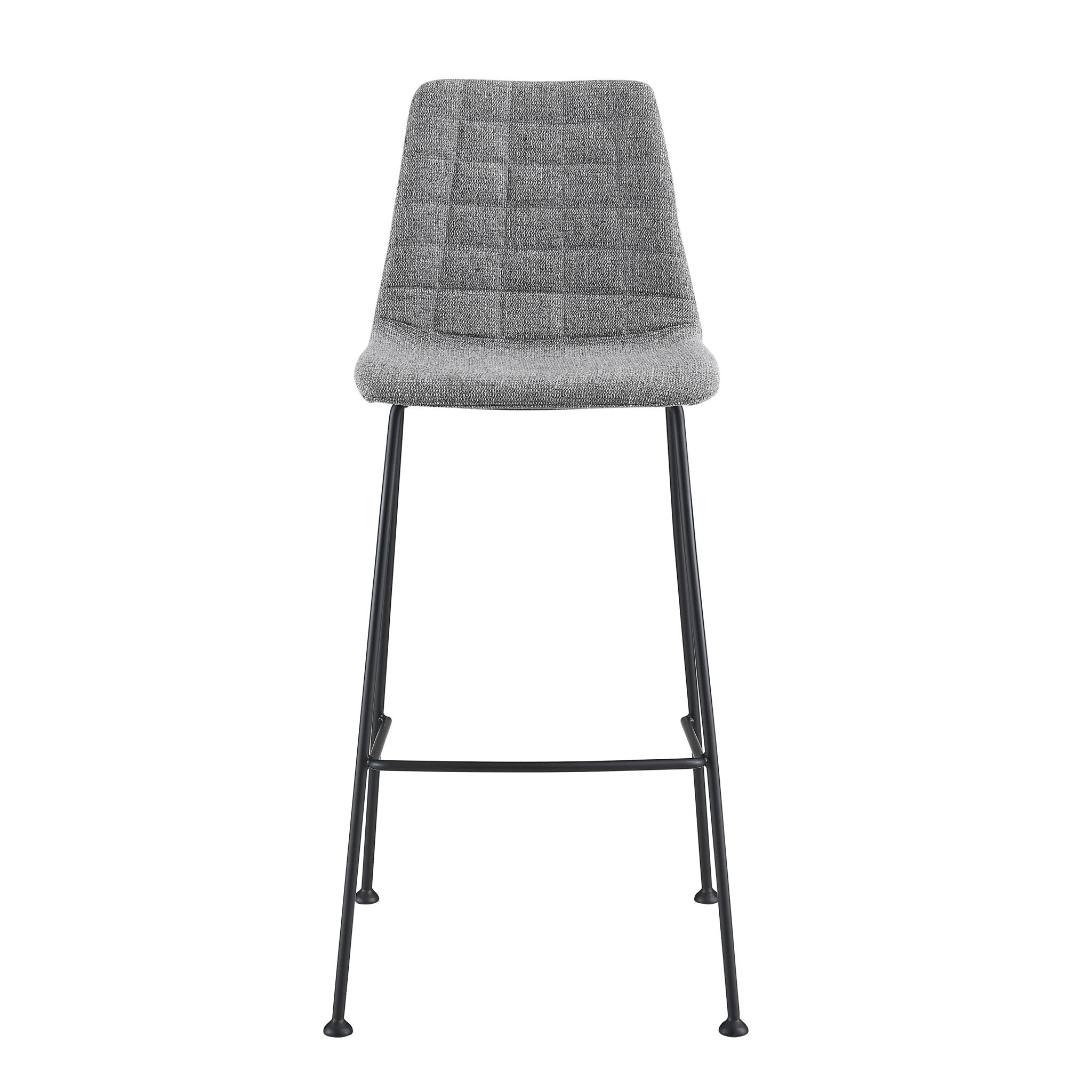 Set of Two 30" Light Gray and Black Fabric and Steel Low Back Bar Height Bar Chairs
