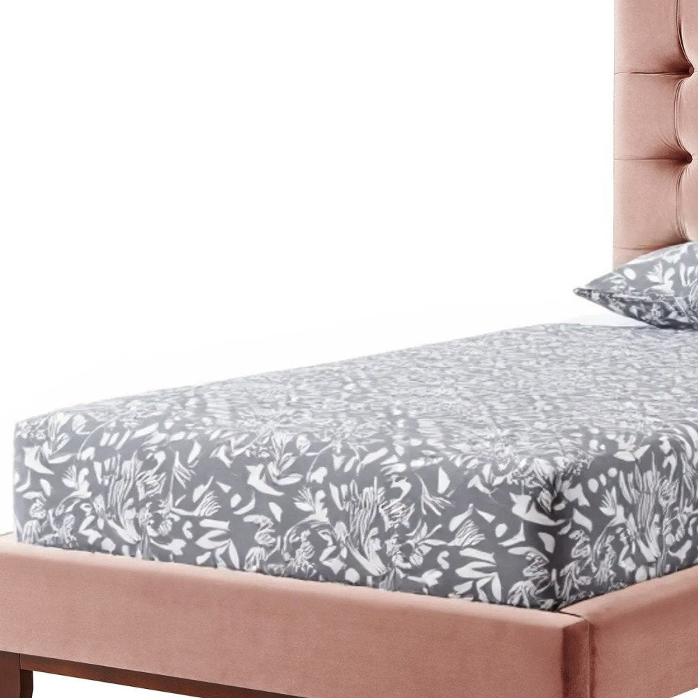 Blush Solid Wood Queen Tufted Upholstered Velvet Bed