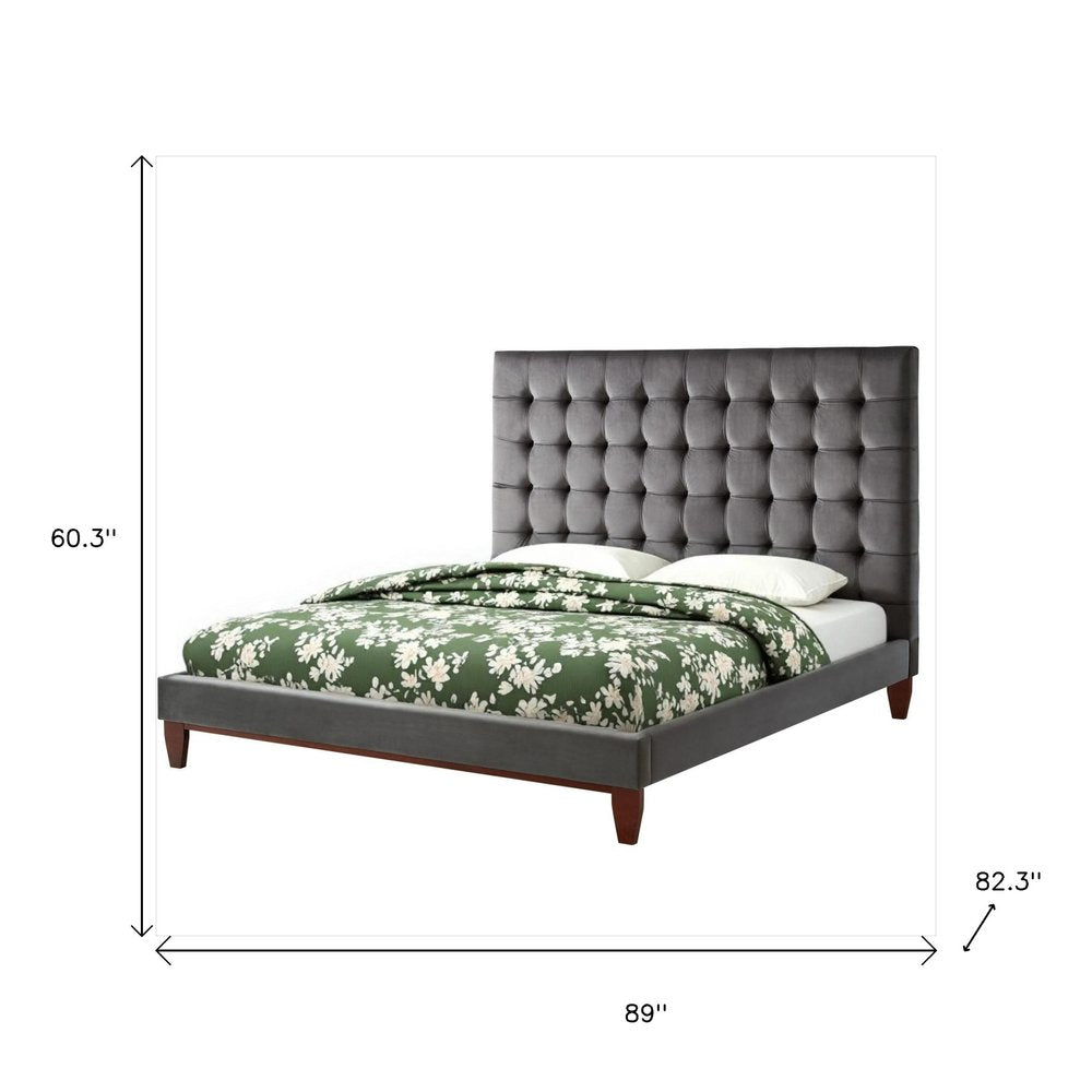 Navy Blue Solid Wood Twin Tufted Upholstered Velvet Bed