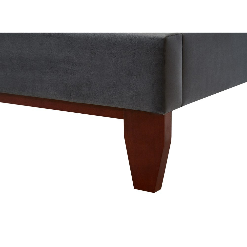 Navy Blue Solid Wood Twin Tufted Upholstered Velvet Bed