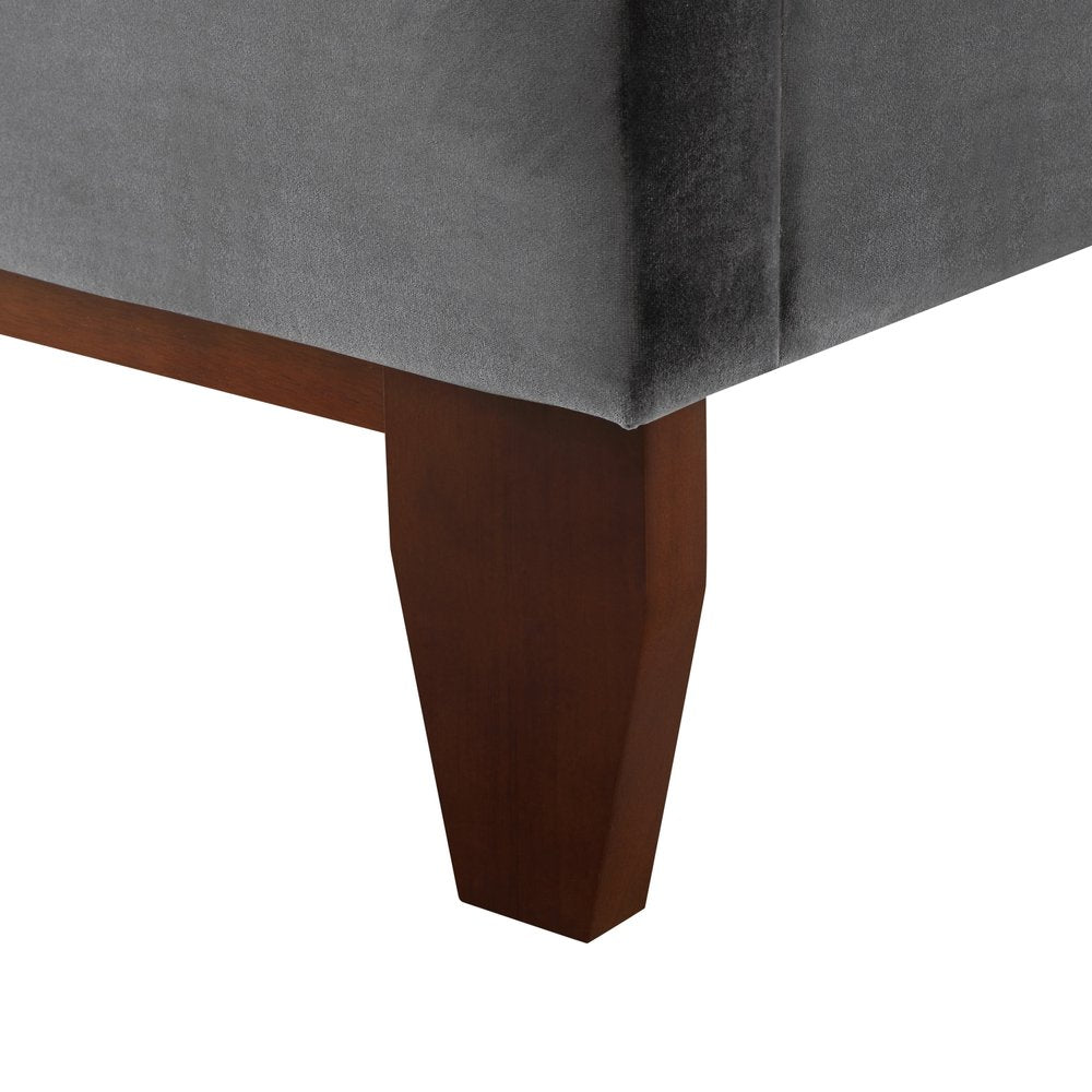 Navy Blue Solid Wood Twin Tufted Upholstered Velvet Bed