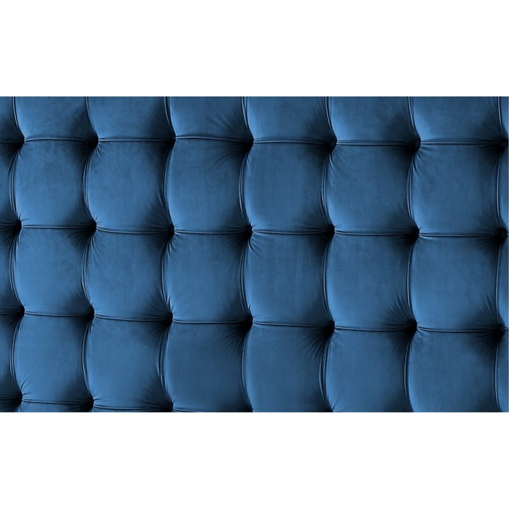 Navy Blue Solid Wood Twin Tufted Upholstered Velvet Bed