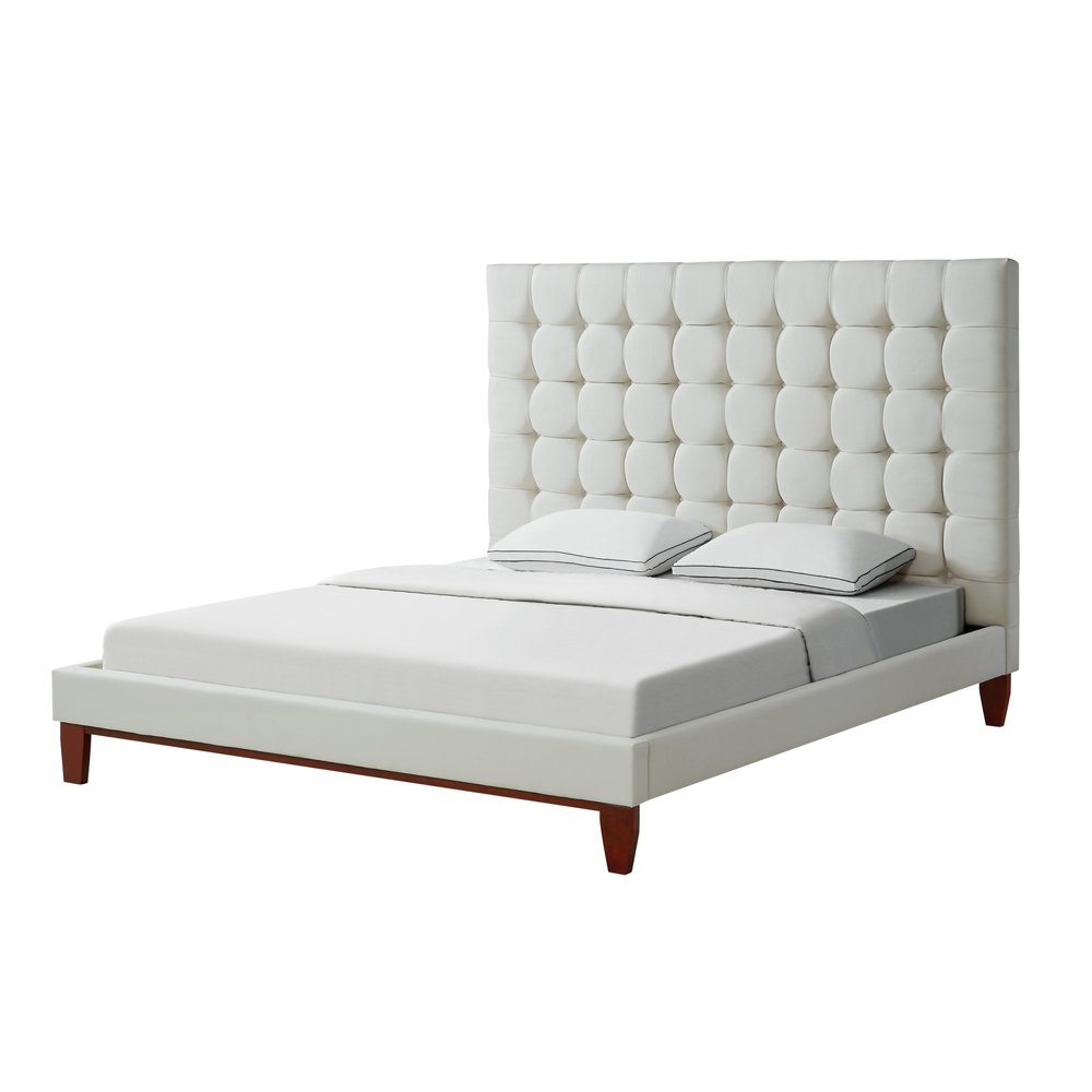 Navy Blue Solid Wood Twin Tufted Upholstered Velvet Bed
