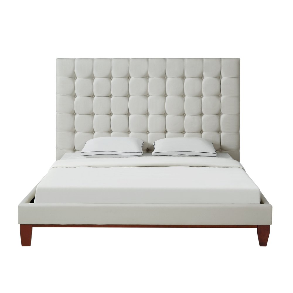 Navy Blue Solid Wood Twin Tufted Upholstered Velvet Bed