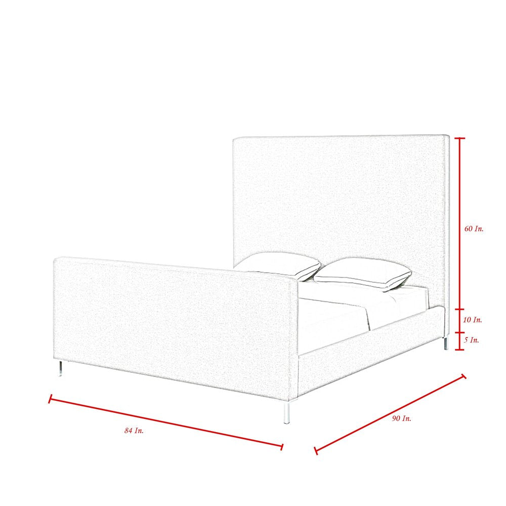 Gray Solid Wood King Upholstered Linen Bed