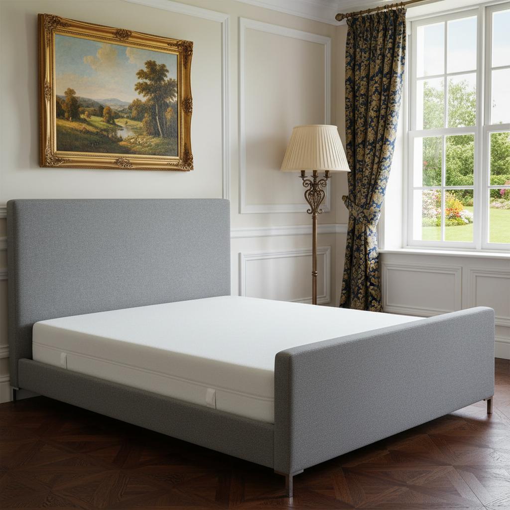 Gray Solid Wood King Upholstered Linen Bed