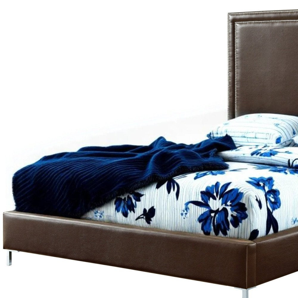 Blush Solid Wood Queen Upholstered Velvet Bed with Nailhead Trim