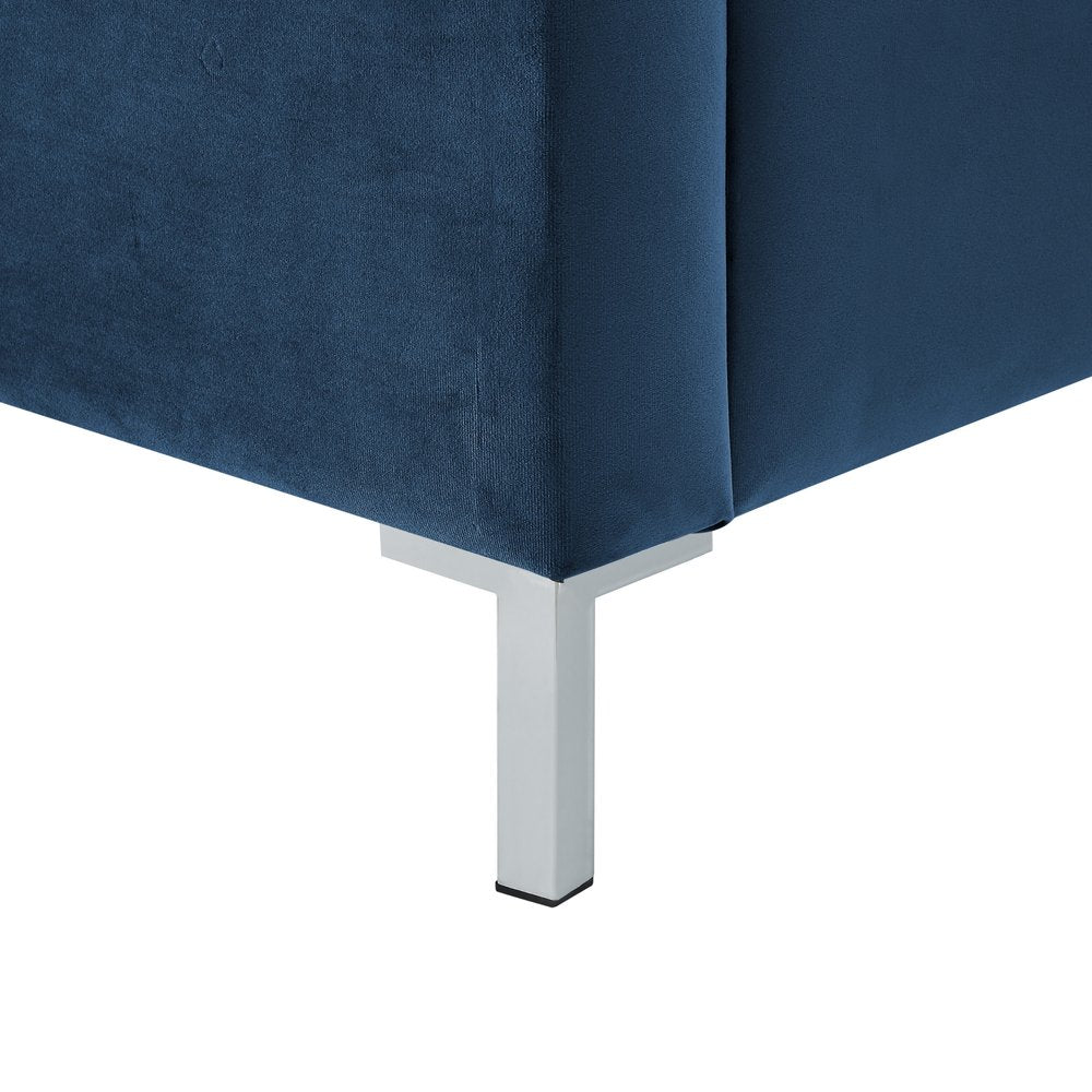 Blush Solid Wood Queen Upholstered Velvet Bed with Nailhead Trim