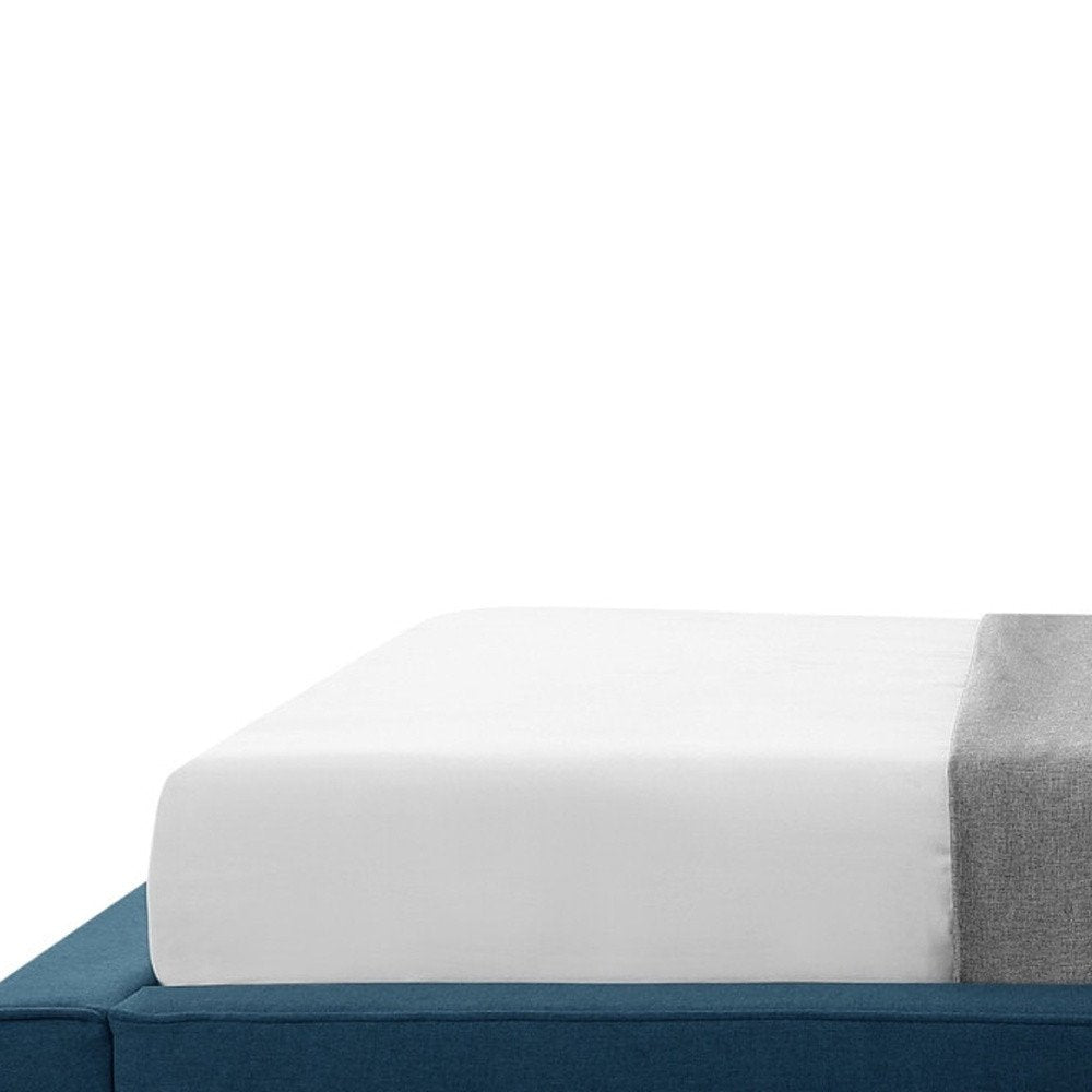 Denim Blue Solid Wood Twin Upholstered Linen Bed