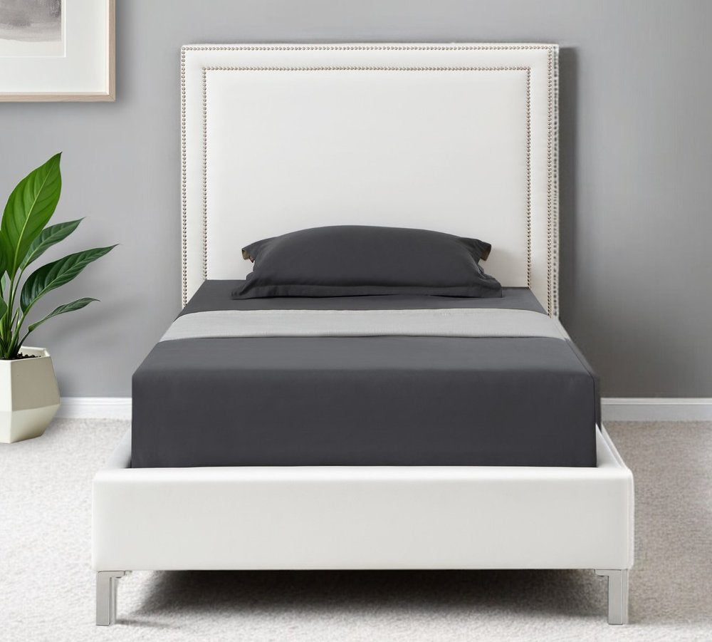 Blush Solid Wood Queen Upholstered Velvet Bed with Nailhead Trim