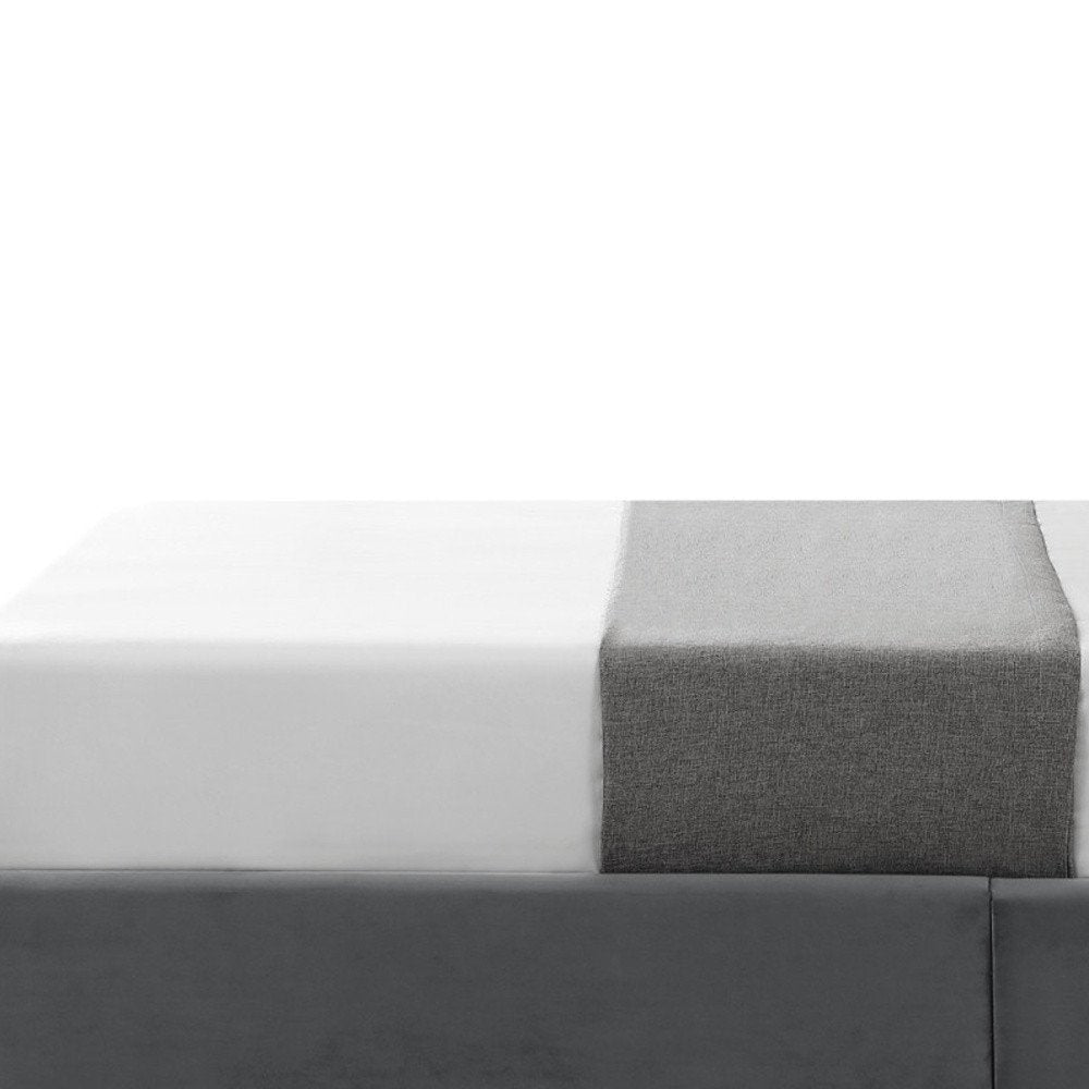 Gray Solid Wood King Upholstered Velvet Bed with Nailhead Trim