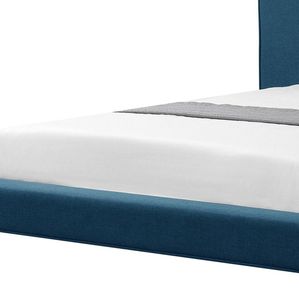 Denim Blue Solid Wood Twin Upholstered Linen Bed