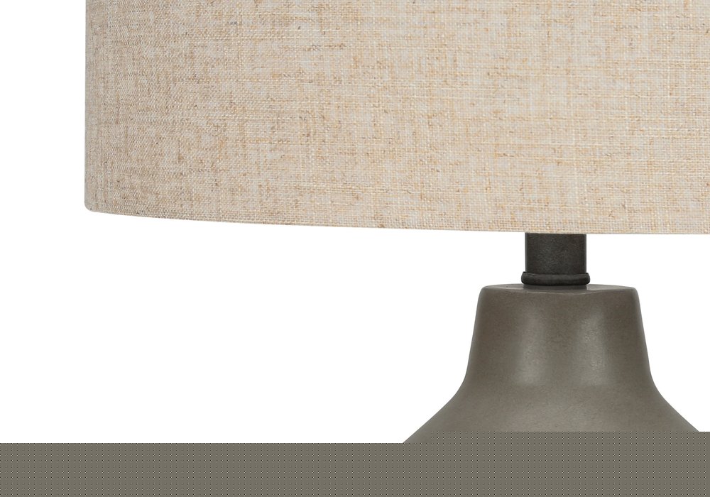 24" Gray Concrete Urn Table Lamp With Beige Drum Shade