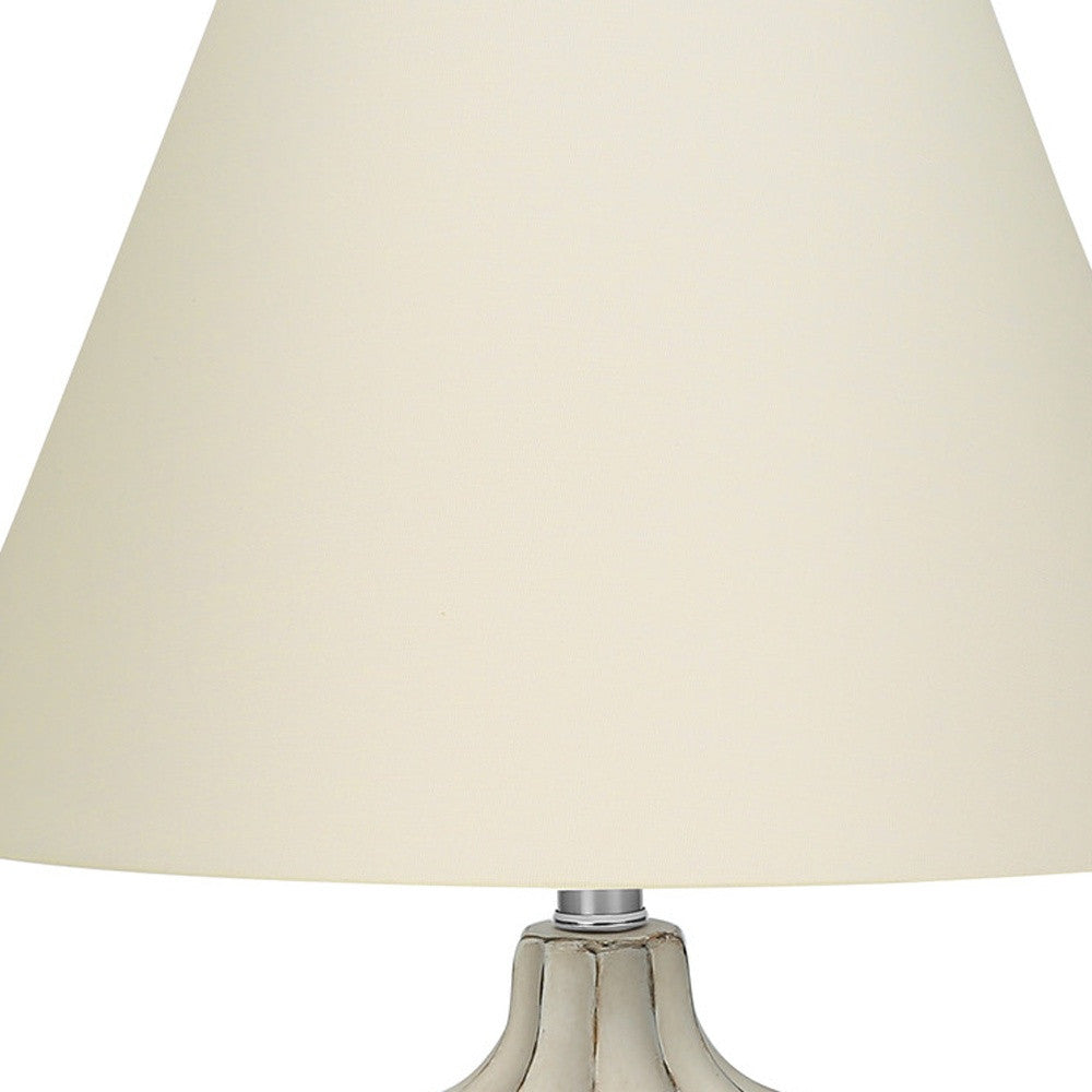 21" Cream Round Table Lamp With Cream Empire Shade