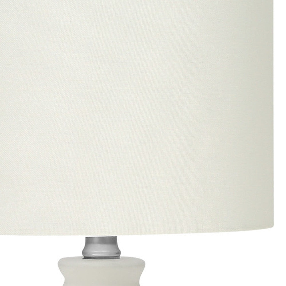17" Cream Ceramic Round Table Lamp With Cream Drum Shade