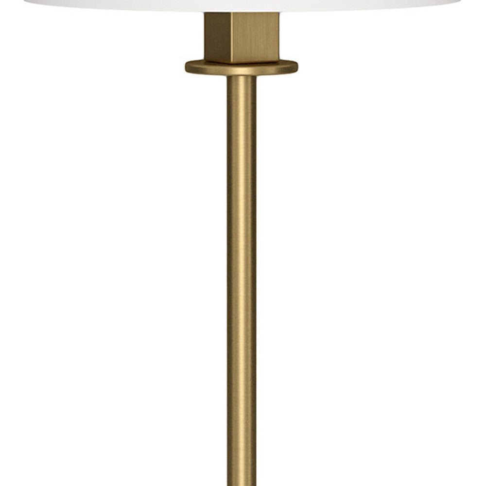 28" Brass Metal Candlestick Table Lamp With White Cone Shade