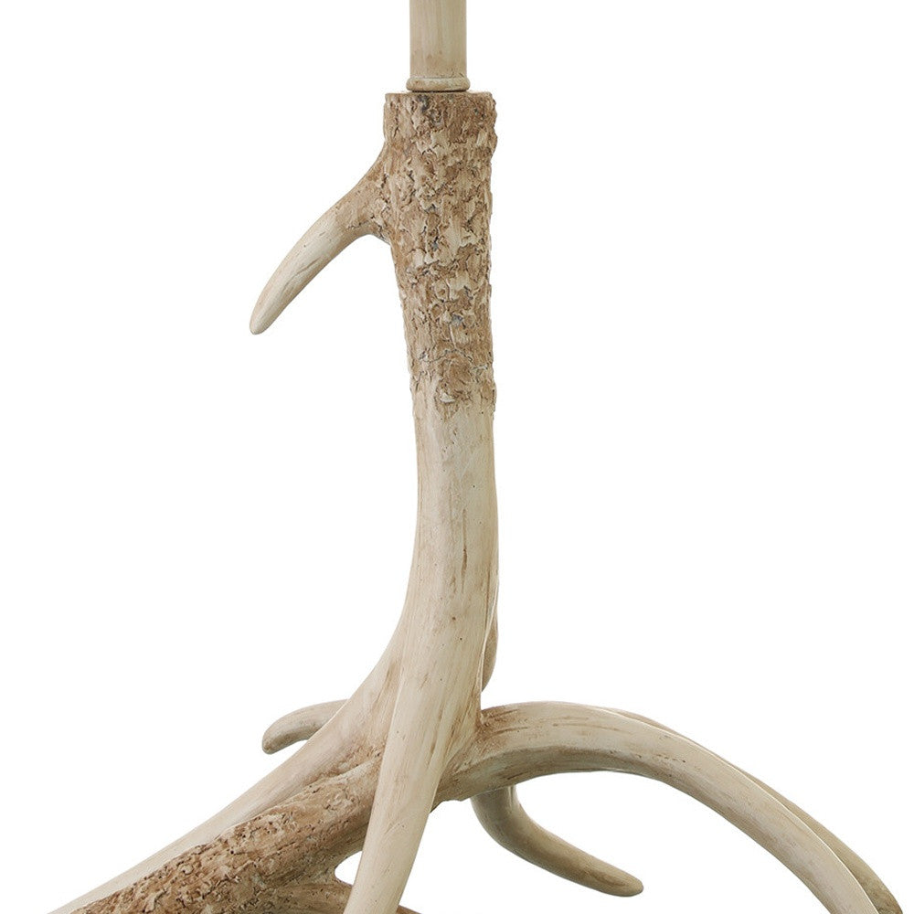 27" Brown Antlers Table Lamp With White Drum Shade