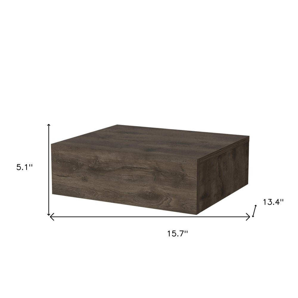5" Brown Wood One Drawer Floating Nightstand