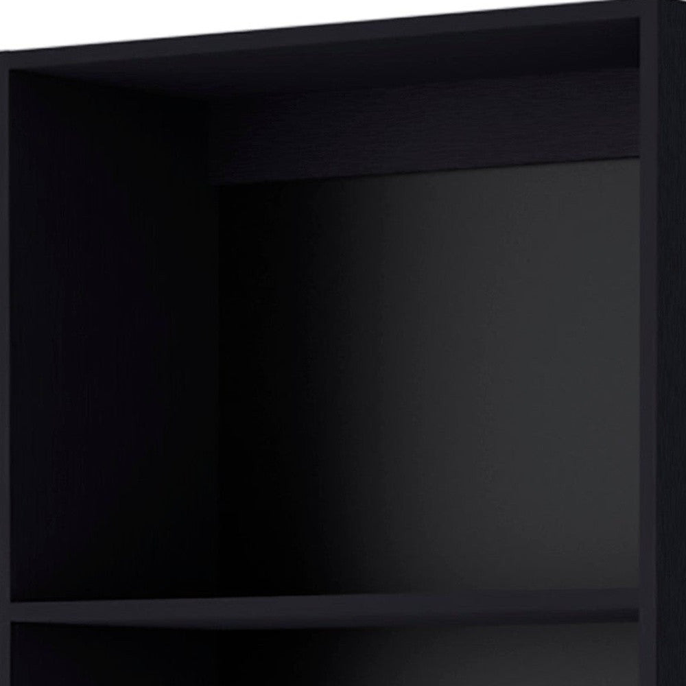 71" Black Wood Four Tier Bookcase