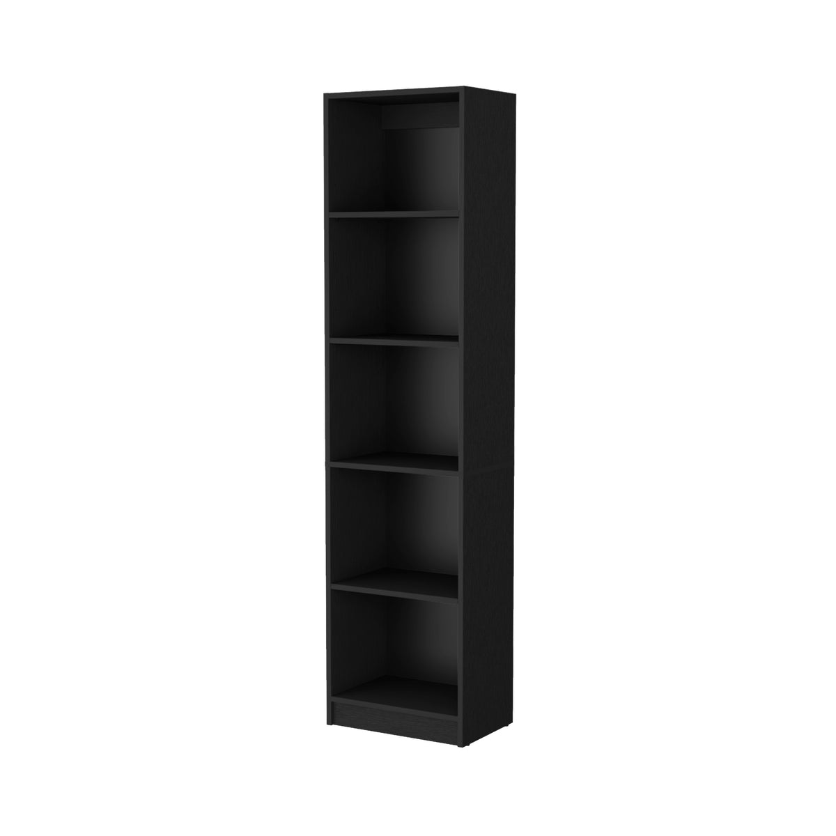 70" Black Wood Five Tier Bookcase
