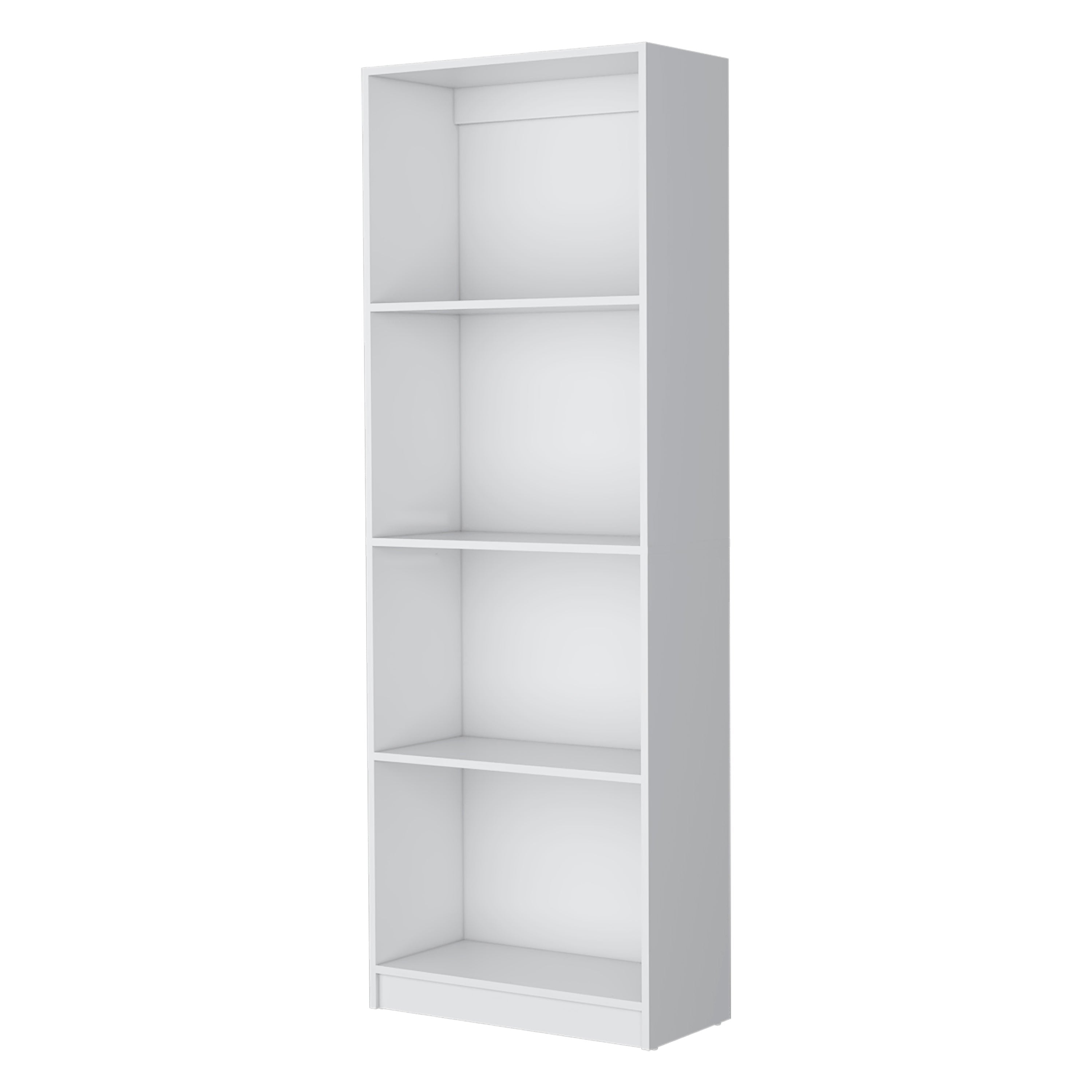 71" White Wood Four Tier Bookcase