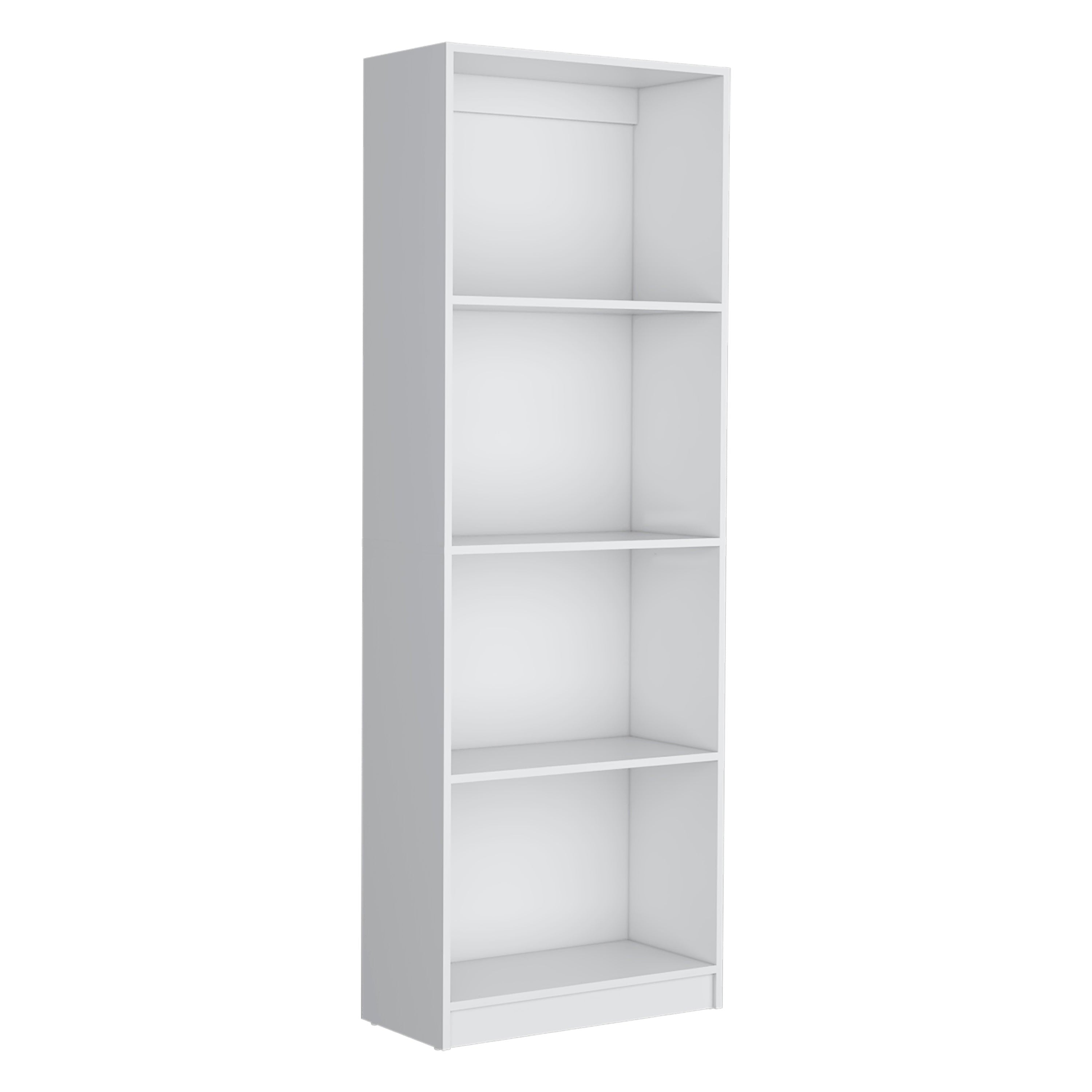 71" White Wood Four Tier Bookcase