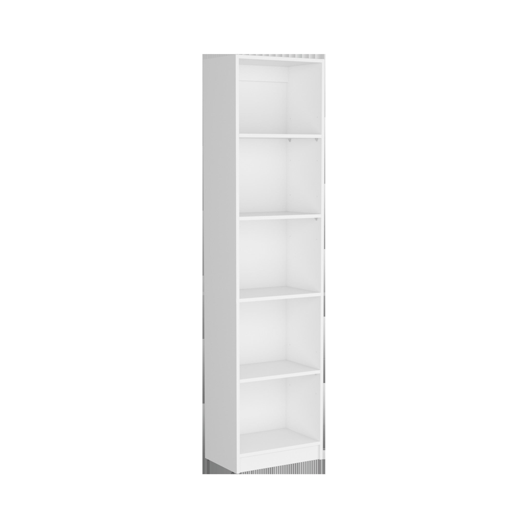 71" White Wood Five Tier Bookcase