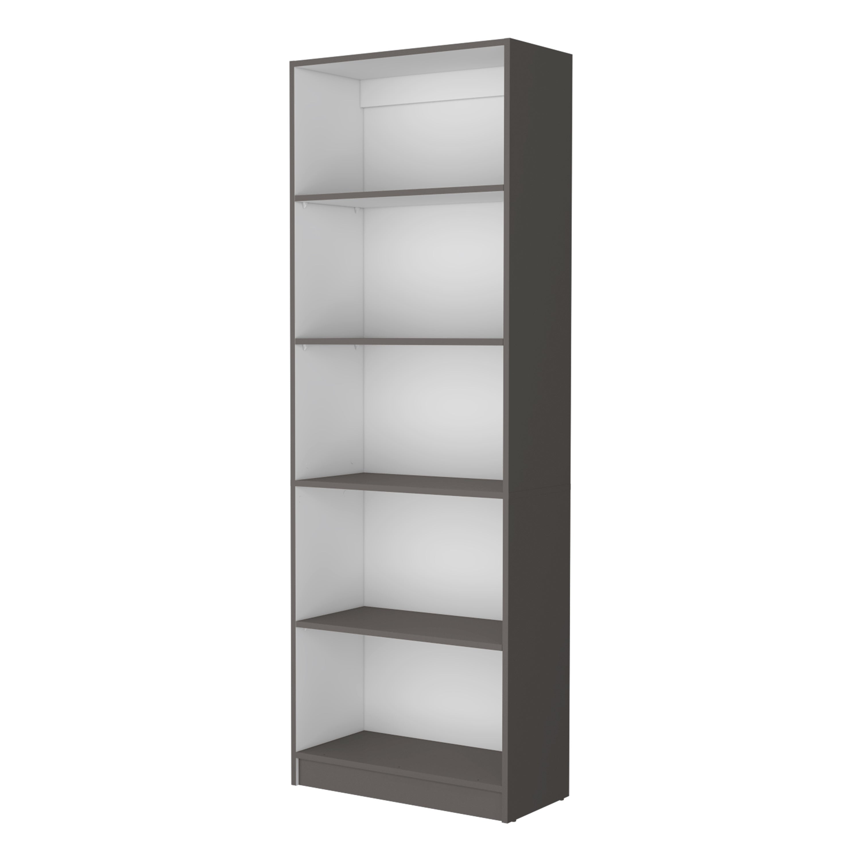 71" Gray And White Wood Five Tier Bookcase