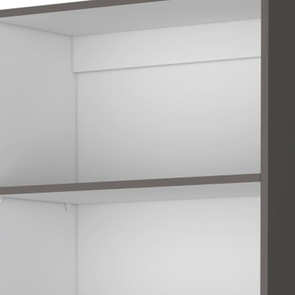 71" Gray And White Wood Five Tier Bookcase