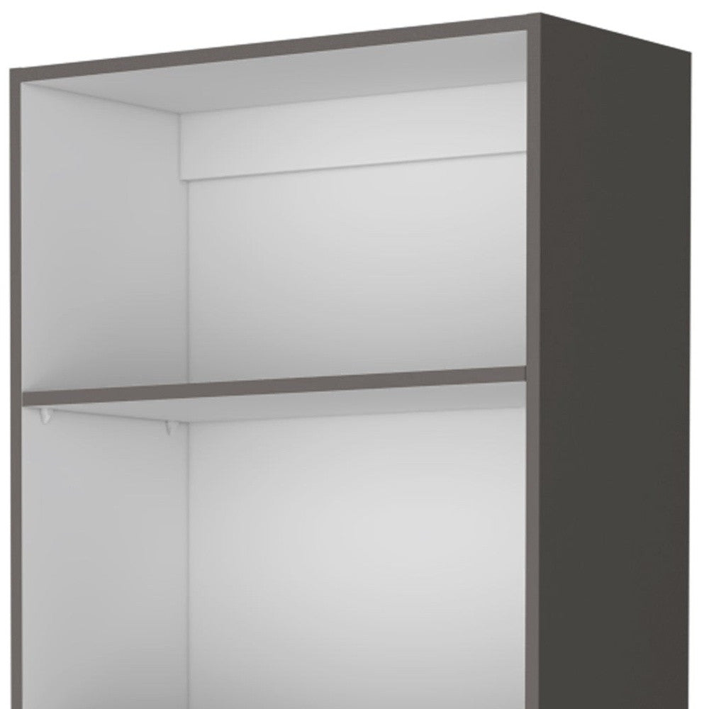 71" Gray And White Wood Five Tier Bookcase