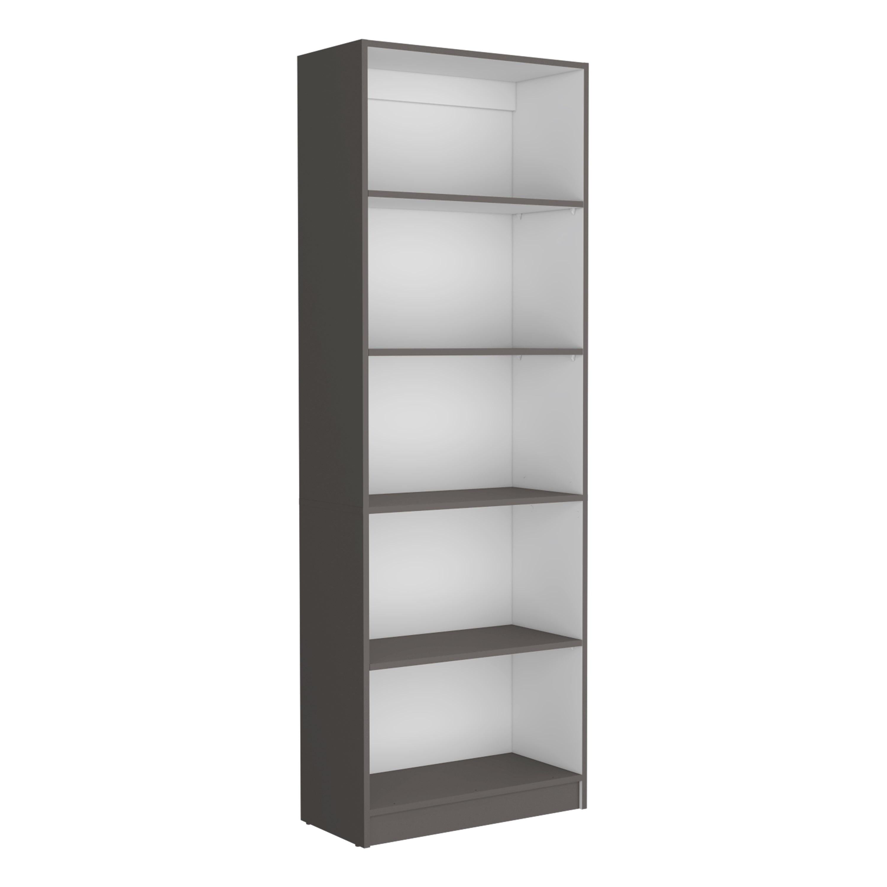 71" Gray And White Wood Five Tier Bookcase