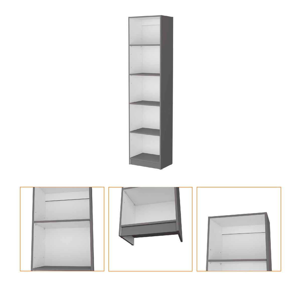 71" Gray And White Wood Five Tier Bookcase