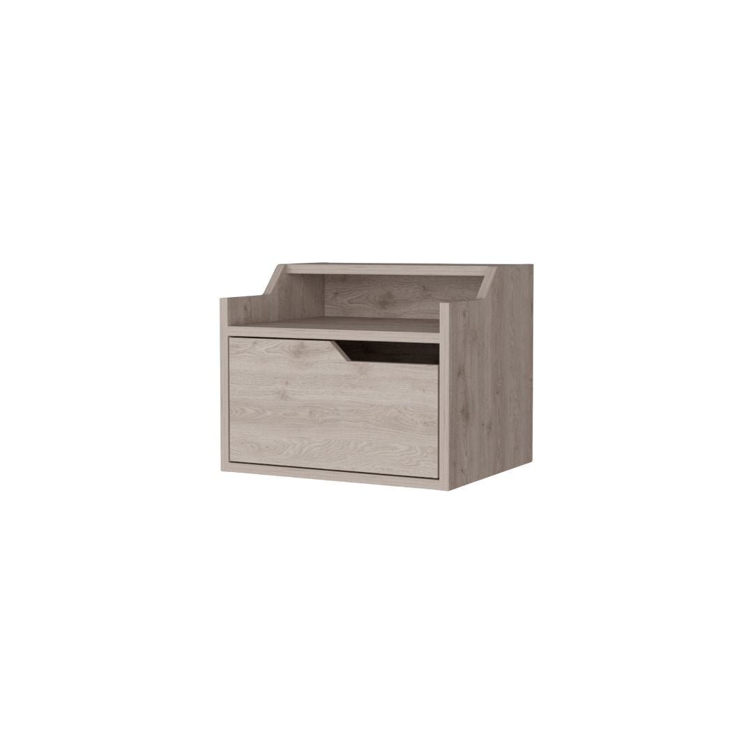 13" Gray One Drawer Faux Wood Floating Nightstand