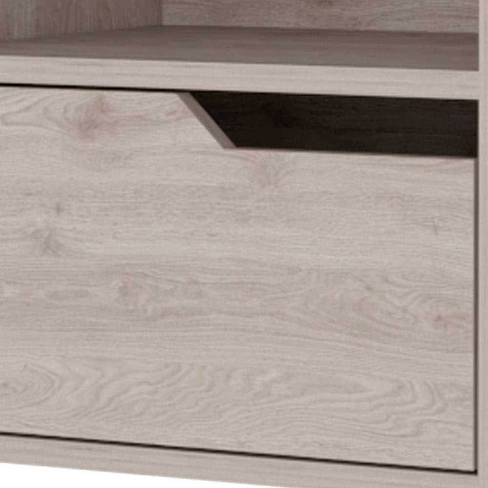 13" Gray Wood One Drawer Floating Nightstand