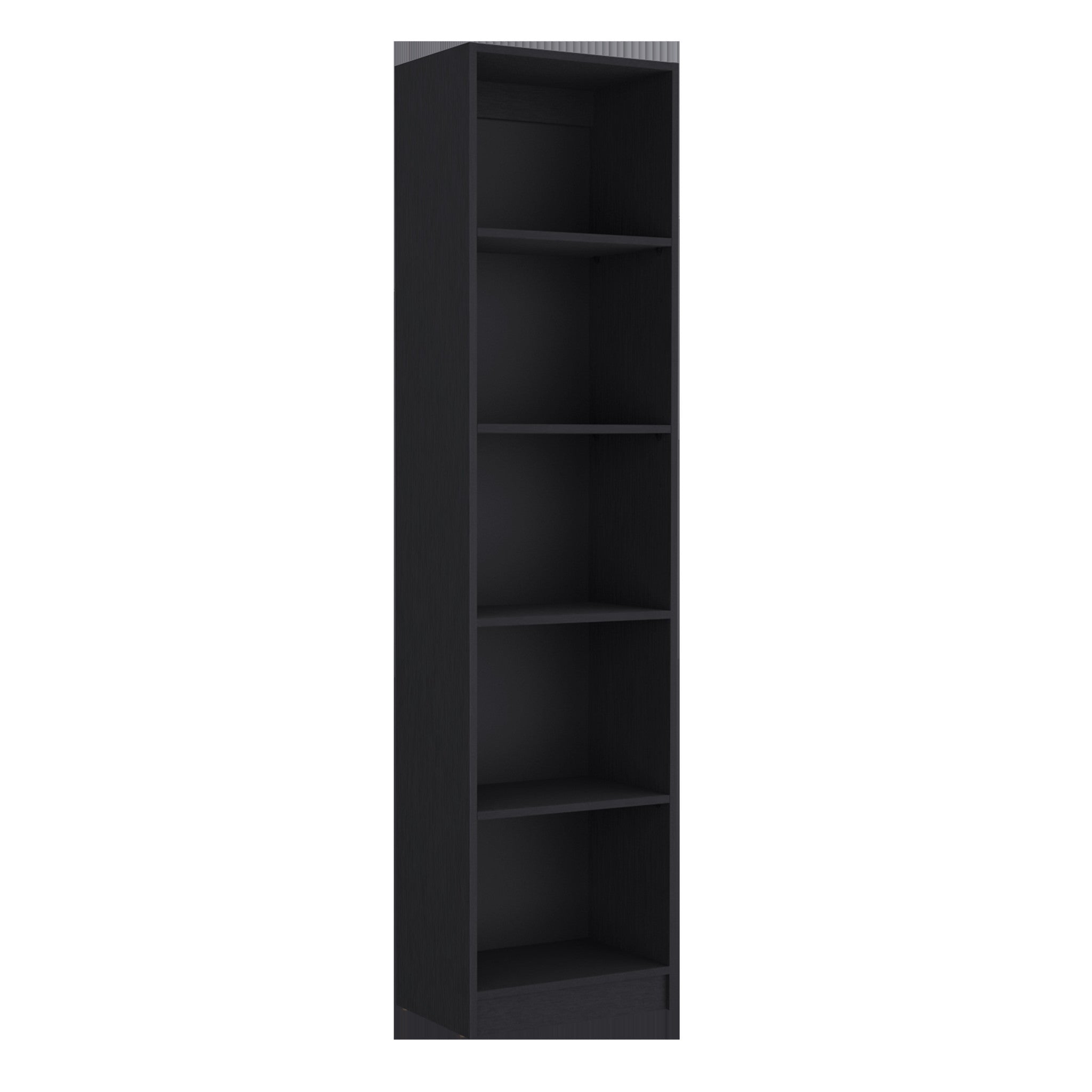 71" Black Five Tier Bookcase