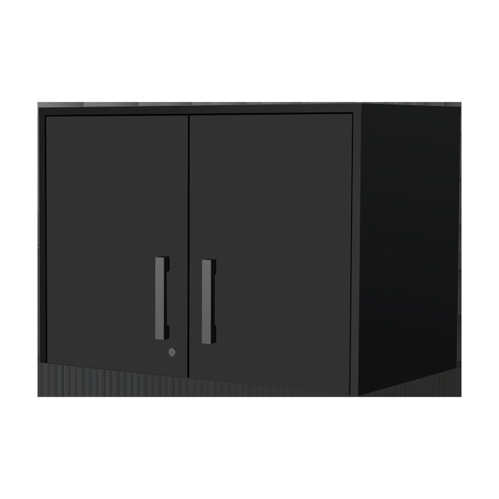 28" Black Wall mounted Accent Cabinet With Four Shelves And Six Drawers