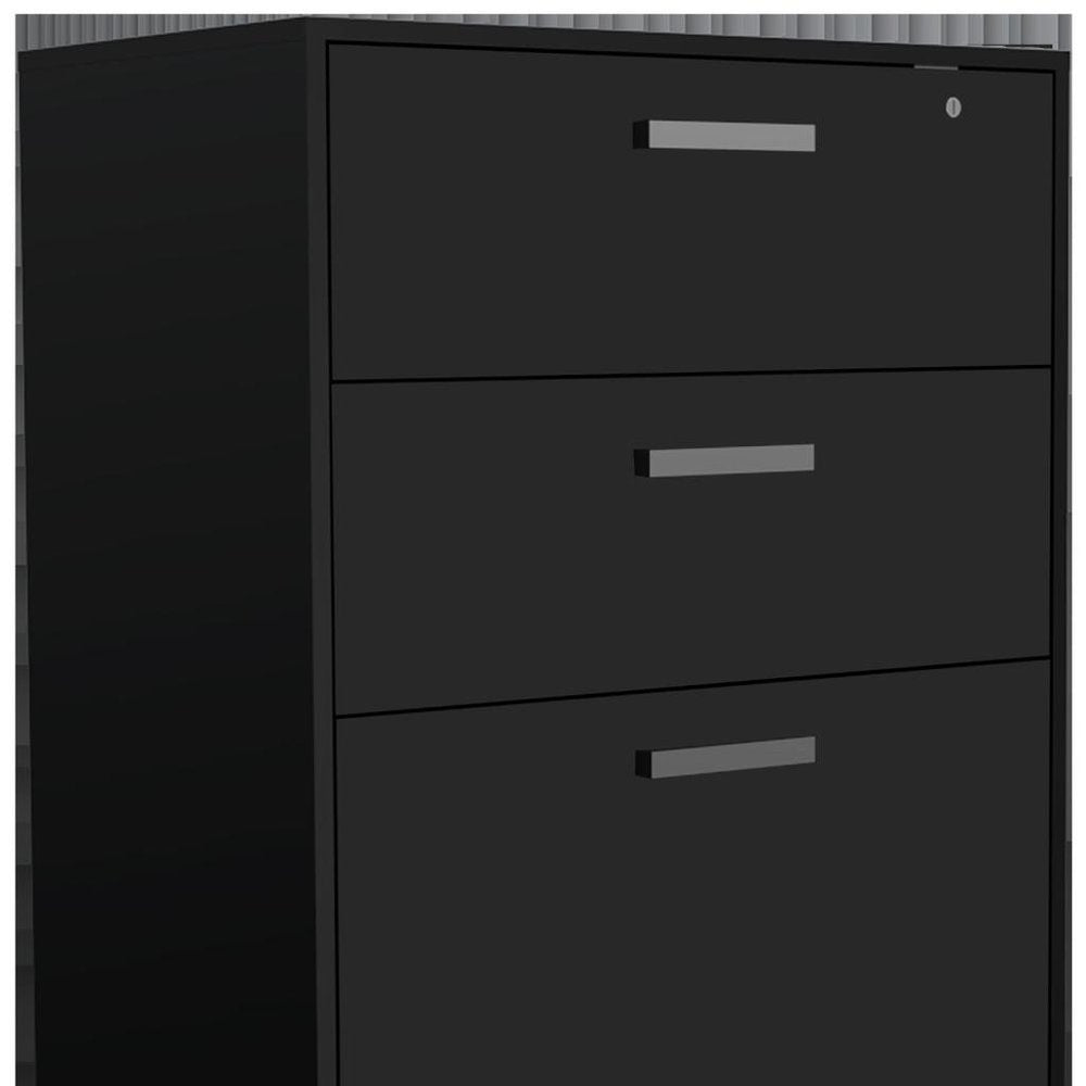 28" Black Wall mounted Accent Cabinet With Twelve Shelves And Six Drawers