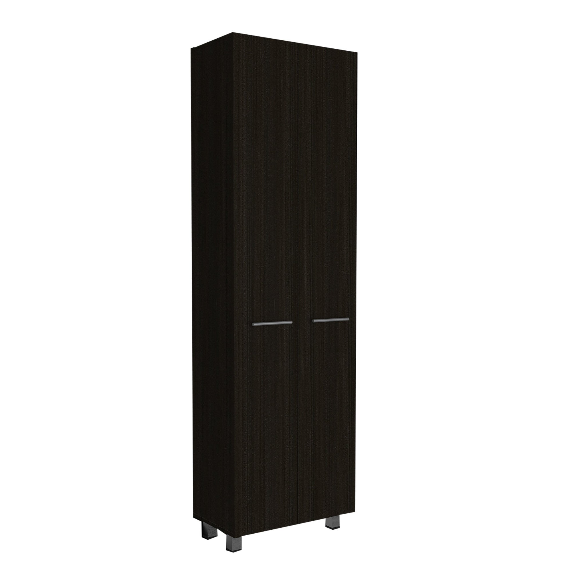 7 Black Wood Wall Mounted Accent Cabinet With Ten Doors And Six Drawers