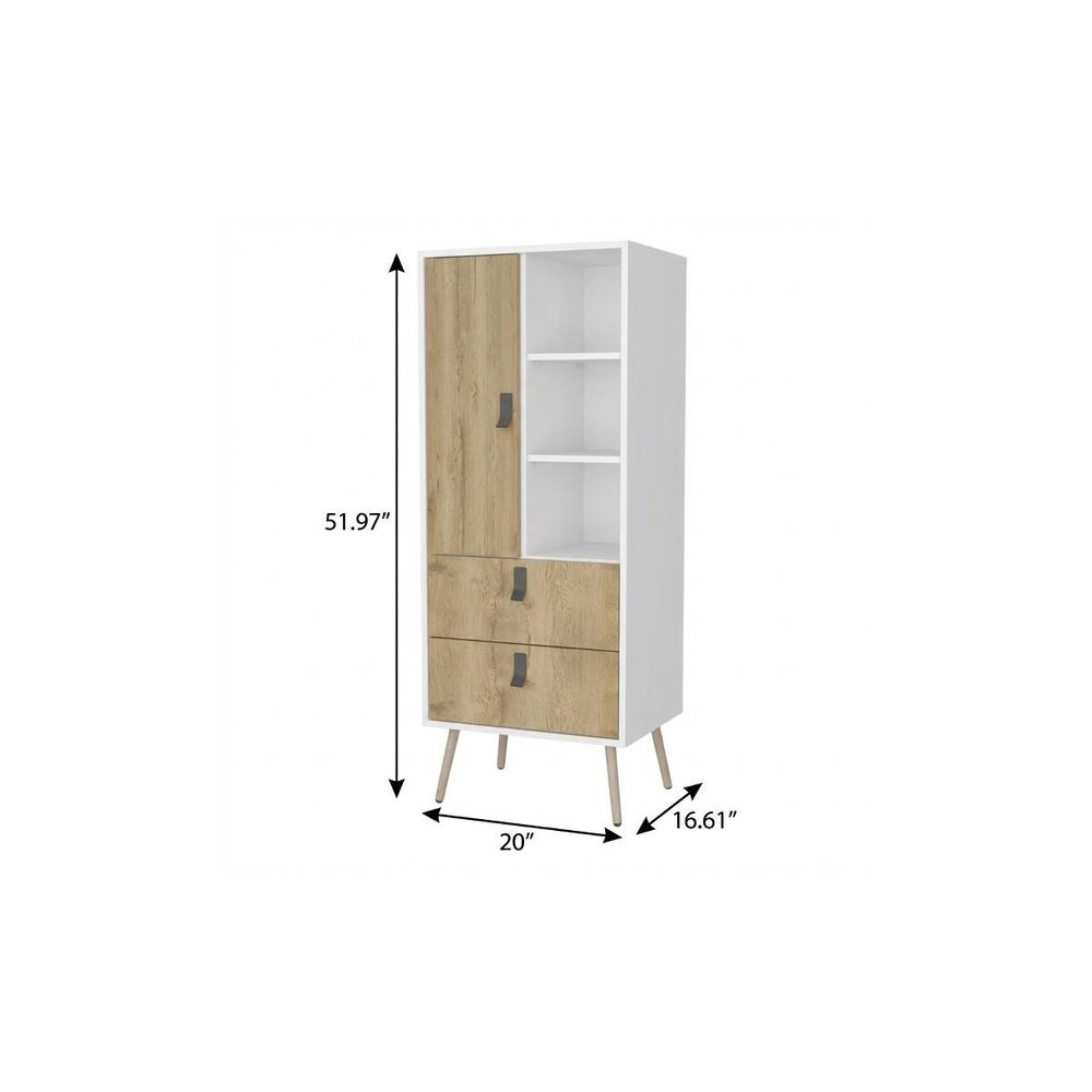 20" White and Natural Two Drawer Chest