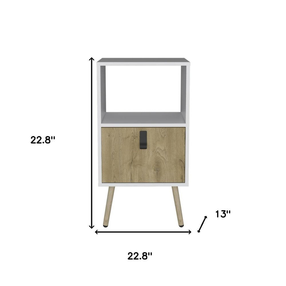22" White One Drawer Faux Wood Nightstand